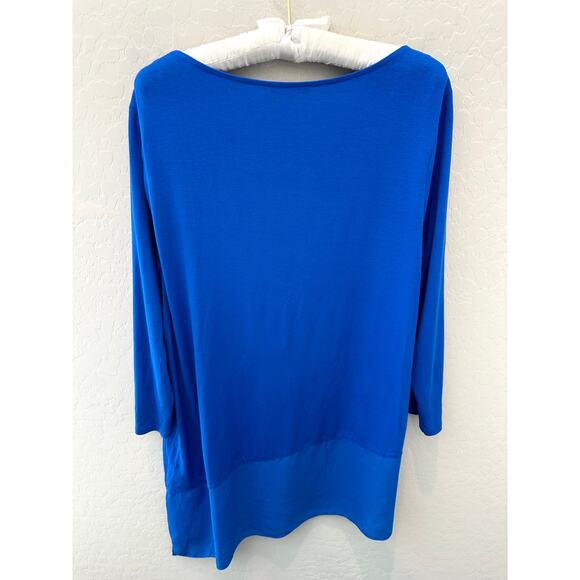 VINCE CAMUTO | Cobalt Blue 3/4 Sleeve Asymmetrical Hem Tunic Top | Size Large - Picture 4 of 6